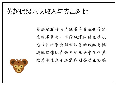 英超保级球队收入与支出对比